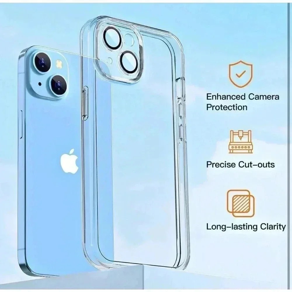 360° Case for iPhone 13/14 6.1” 2 Screen &‎ Lens Protectors Stick On Kickstand